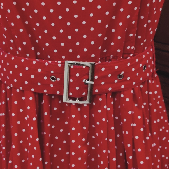 Lindy Bop retro polka dot fit and flare big collar pin up dress - Picture 4 of 8